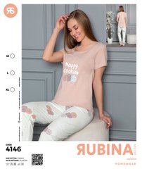 Жіноча піжама штани та футболка Rubina Secret art 4146 4146 фото