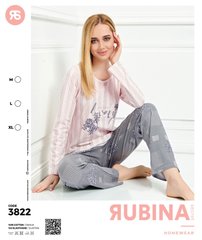 Жіноча піжама штани та футболка довгий рукав Rubina Secret art 3822 3822 фото