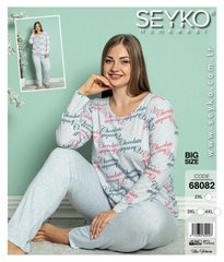 Женская пижама батал футболка с длинным рукавом и штаны Seyko art. 68082 68082 фото