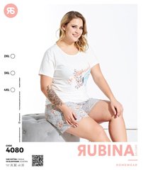 Жіноча піжама великих розмірів шорти та футболка Rubina Secret Туреччина art 4080 4080 фото