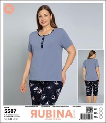 Женская пижама супер батал бриджи и футболка Rubina Secret art.5587 5587 фото