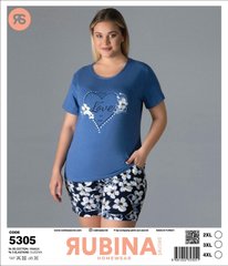 Жіноча піжама великих розмірів шорти та футболка Rubina Secret Туреччина art.5305 5305 фото