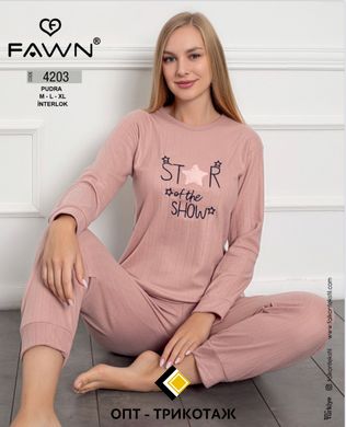 Пижама с длинным рукавом теплая интерлок ТМ. FAWN art.4203-1 4203-1 фото