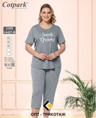 Женская пижама бриджи и футболка больших размеров Cotpark art 14427-B 14427-B фото