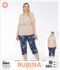 Женская пижама батал бриджи и футболка Rubina Secret art.5863 5863 фото