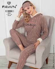 Пижама теплая флис у рубчик с капюшоном ТМ. FAWN art.5250-1 5250-1 фото