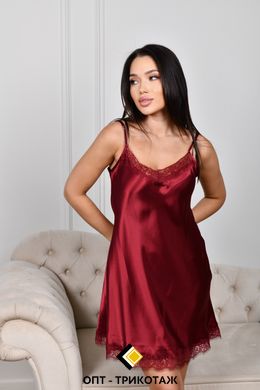 Комплект халат та нічна сорочка атлас бордовий колір 2012-1 фото