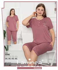 Женская пижама из вискозы батал бриджи и футболка Lavinsa art.20406 20406 фото