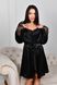 Комплект халат и ночная рубашка атлас черный цвет 2012-2 фото 1