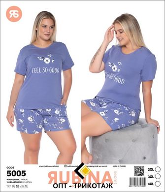 Жіноча піжама великих розмірів шорти та футболка Rubina Secret Туреччина art.5005 5005 фото