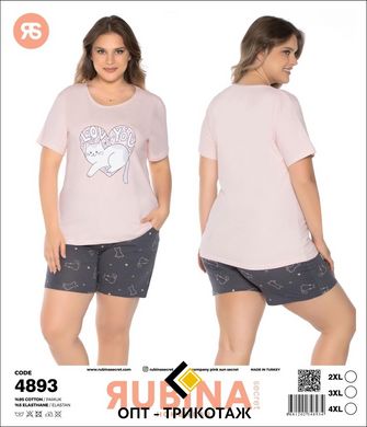 Жіноча піжама великих розмірів шорти та футболка Rubina Secret Туреччина art.4893 4893 фото