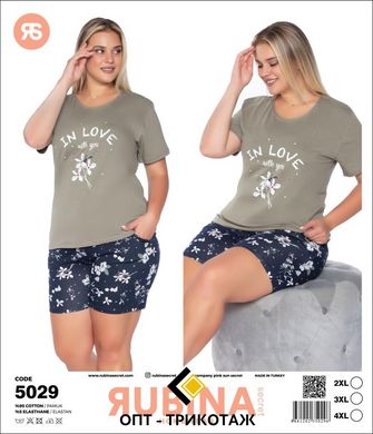 Жіноча піжама великих розмірів шорти та футболка Rubina Secret Туреччина art.5029 5029 фото