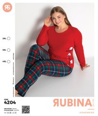 Жіноча піжама батал футболка довгий рукав та штани TM Rubina art. 4204 4204 фото