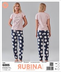 Жіноча піжама штани та футболка Rubina Secret art 6005 6005 фото