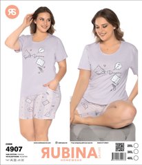 Жіноча піжама великих розмірів шорти та футболка Rubina Secret Туреччина art.4907 4907 фото