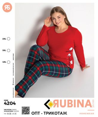 Женская пижама батал футболка длинный рукав и штаны TM Rubina art. 4204 4204 фото