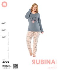 Женская пижама батал футболка длинный рукав и штаны TM Rubina art. 3796 3796 фото