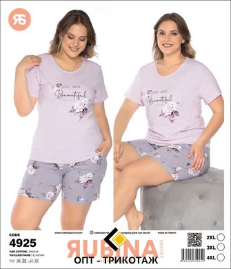 Жіноча піжама великих розмірів шорти та футболка Rubina Secret Туреччина art.4925 4925 фото