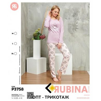 Женская пижама хлопок футболка длинный рукав и штаны TM Rubina art. P3758 РЗ758 фото