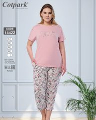 Жіноча піжама бриджі та футболка великих розмірів Cotpark art 14422