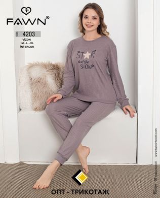 Пижама с длинным рукавом теплая интерлок ТМ. FAWN art.4203-2 4203-2 фото