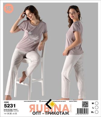 Жіноча піжама штани та футболка Rubina Secret art 5231 5231 фото