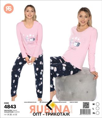 Жіноча піжама штани та футболка довгий рукав Rubina Secret art 4843 4843 фото