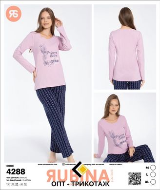 Жіноча піжама штани та футболка довгий рукав Rubina Secret art 4288 4288 фото