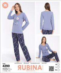 Жіноча піжама штани та футболка довгий рукав Rubina Secret art 4290 4290 фото