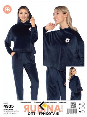 Жіноча піжама велюрова довгий рукав та штани RUBINA art. 4935 4935 фото