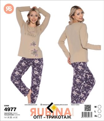 Жіноча піжама штани та футболка довгий рукав Rubina Secret art 4977 4977 фото