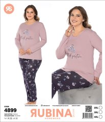 Жіноча піжама батал футболка довгий рукав та штани TM Rubina art 4899 оптом 4899 фото