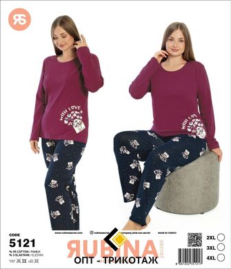 Жіноча піжама батал футболка довгий рукав та штани TM Rubina art 5121 5121 фото