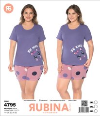 Жіноча піжама великих розмірів шорти та футболка Rubina Secret Туреччина art.4795 4795 фото