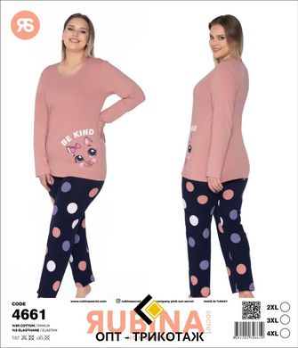 Женская пижама батал футболка длинный рукав и штаны TM Rubina art. 4661 оптом 4899 фото