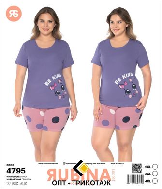 Женская пижама батал шорты и футболка Rubina Secret Турция art.4795 4795 фото