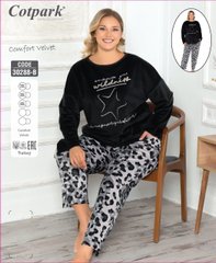 Жіноча піжама батал велюрова довгий рукав та штани Cotpark art 30288-b 30288-b фото