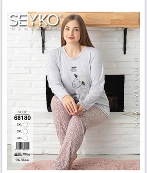 Жіноча піжама батал футболка з довгим рукавом та штани Seyko art. 68180 68180 фото