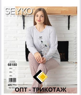 Жіноча піжама батал футболка з довгим рукавом та штани Seyko art. 68180 68180 фото