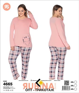 Женская пижама батал футболка длинный рукав и штаны TM Rubina art. 4665 оптом 4665 фото