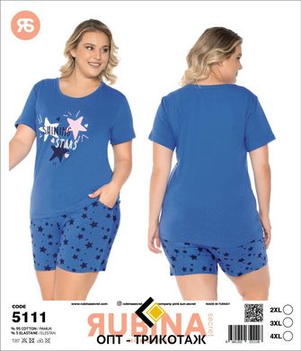 Жіноча піжама великих розмірів шорти та футболка Rubina Secret Туреччина art.5111 5111 фото