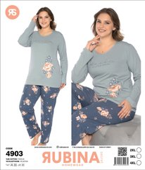 Жіноча піжама батал футболка довгий рукав та штани TM Rubina art 4903 оптом 4903 фото