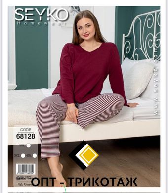 Жіноча піжама батал футболка з довгим рукавом та штани Seyko art. 68128 68128 фото