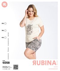 Жіноча піжама великих розмірів шорти та футболка Rubina Secret Туреччина art.4058 4058 фото