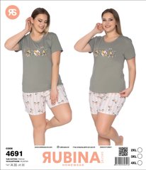 Жіноча піжама великих розмірів шорти та футболка Rubina Secret Туреччина art.4691 4691 фото