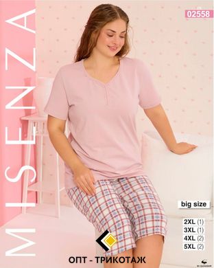 Жіноча піжама великого розміру бріджі та футболка TM. Misenza art. 02658 оптом 02658 фото