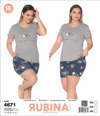 Жіноча піжама великих розмірів шорти та футболка Rubina Secret Туреччина art.4671 4671 фото
