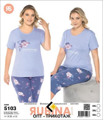 Женская пижама батал бриджи и футболка Rubina Secret art.5103 5103 фото