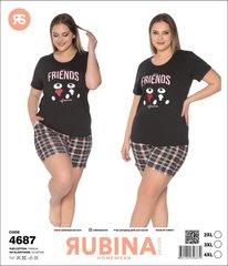 Жіноча піжама великих розмірів шорти та футболка Rubina Secret Туреччина art.4687 4687 фото
