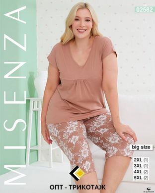 Жіноча піжама великого розміру бріджі та футболка TM. Misenza art. 02582 оптом 02582 фото